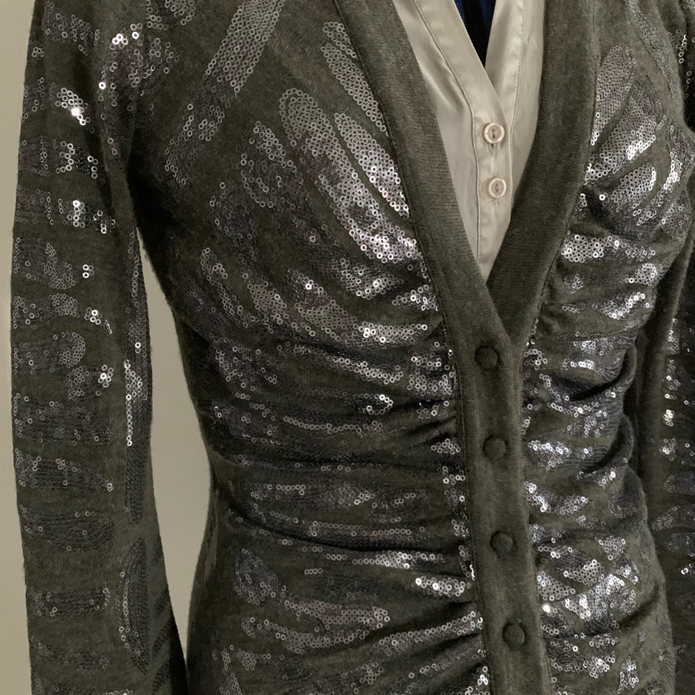 Hale Bob grey & silver sequined sweater/Cover up